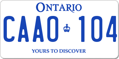 ON license plate CAAO104