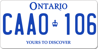 ON license plate CAAO106