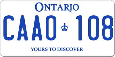 ON license plate CAAO108