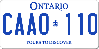 ON license plate CAAO110