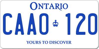 ON license plate CAAO120