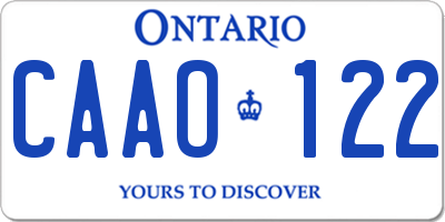 ON license plate CAAO122