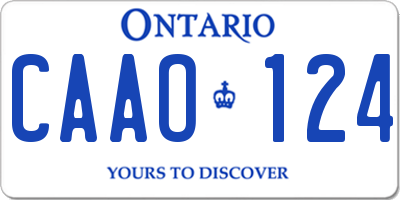 ON license plate CAAO124