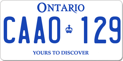 ON license plate CAAO129