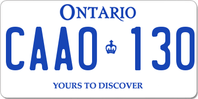 ON license plate CAAO130