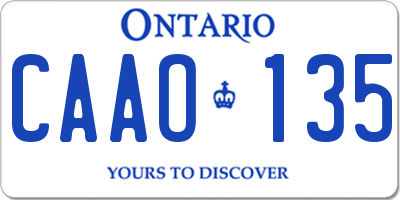 ON license plate CAAO135