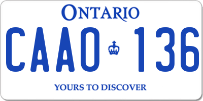 ON license plate CAAO136