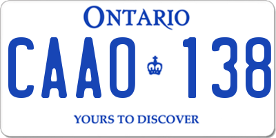 ON license plate CAAO138