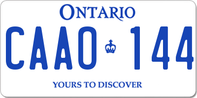 ON license plate CAAO144