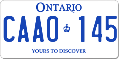 ON license plate CAAO145