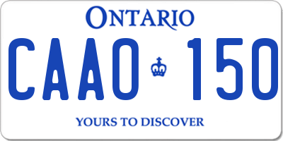 ON license plate CAAO150