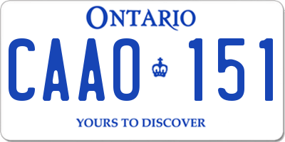 ON license plate CAAO151