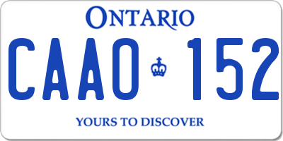 ON license plate CAAO152