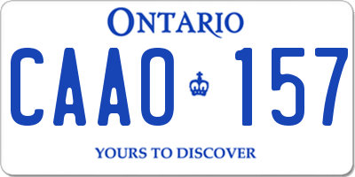 ON license plate CAAO157