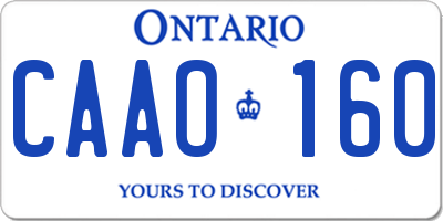 ON license plate CAAO160