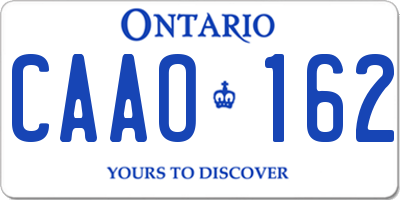 ON license plate CAAO162