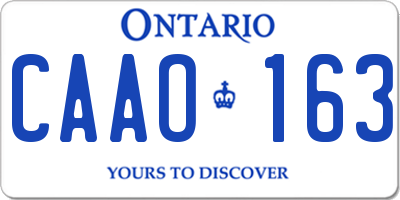 ON license plate CAAO163