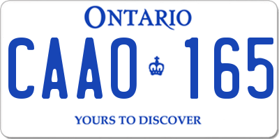 ON license plate CAAO165