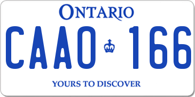 ON license plate CAAO166