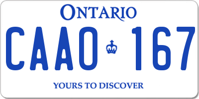 ON license plate CAAO167