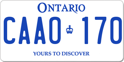 ON license plate CAAO170