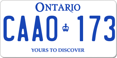 ON license plate CAAO173