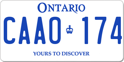 ON license plate CAAO174