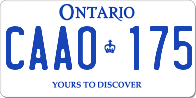 ON license plate CAAO175