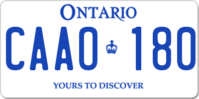 ON license plate CAAO180