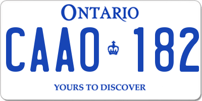 ON license plate CAAO182