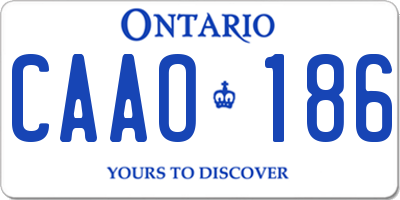 ON license plate CAAO186