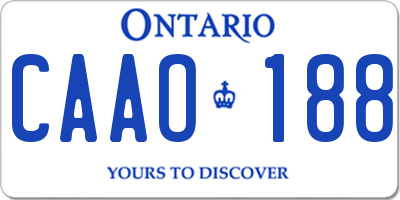 ON license plate CAAO188