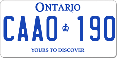 ON license plate CAAO190