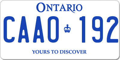 ON license plate CAAO192