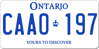 ON license plate CAAO197