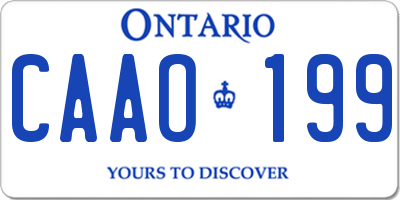 ON license plate CAAO199