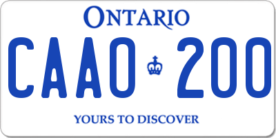 ON license plate CAAO200