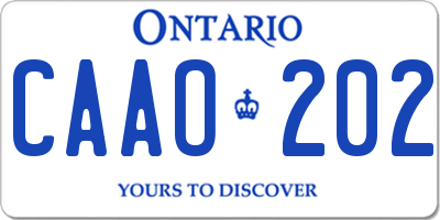 ON license plate CAAO202