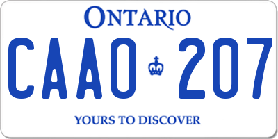 ON license plate CAAO207