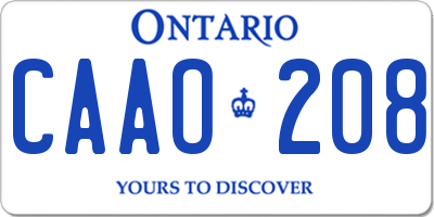 ON license plate CAAO208