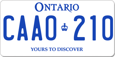 ON license plate CAAO210