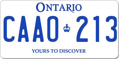 ON license plate CAAO213