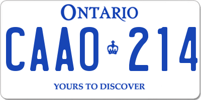 ON license plate CAAO214