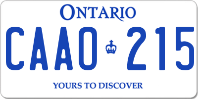 ON license plate CAAO215