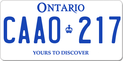 ON license plate CAAO217