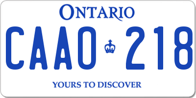 ON license plate CAAO218