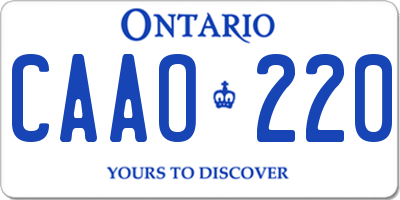 ON license plate CAAO220