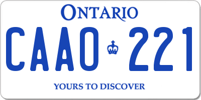 ON license plate CAAO221