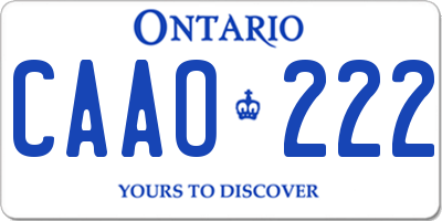 ON license plate CAAO222