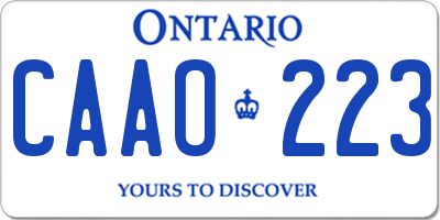 ON license plate CAAO223